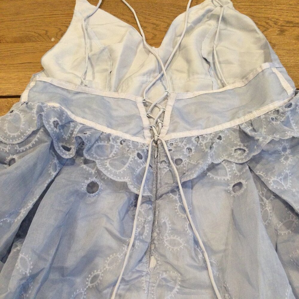 NWT ASOS Dress w/ Floral broderie & lace insert detail BLUE - Picture 6 of 8